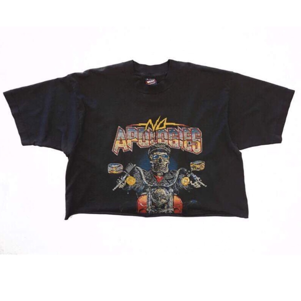 90s Vtg paper thin Biker Crop Top